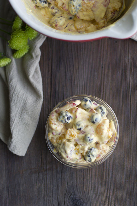 fruit salad with lemon curd
